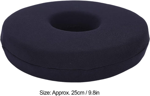 Sitting Cushion, Circular Shaped Wheelchair Nursing Bed Sore Pad for Pain Relief, Black Easy Cleaning Donut Pillow for Tailbone Pain, Hemorrhoid Pillow for Home Office Chair (9.8in)