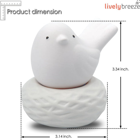 Little Bird Nest White Ceramic Diffusers for Essential Oils and Aromatherapy Fragrance, Non-Electric for Car or Bathroom