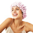 Night Sleep Satin Cap for Women Girls, Extra Large Satin Bonnet Cover, Double Side Satin Cap, Pink/Silvery Grey