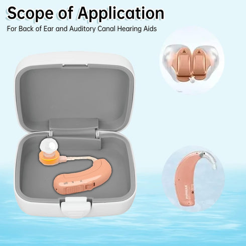 Waterproof Hearing Aid Case, Portable Hard Storage Box Organizer for Sound Amplifier, Drop Resistant