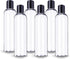 ljdeals 8 oz Clear Plastic Empty Bottles with Black Disc Top Caps, Refillable Containers, Pack of 6, BPA Free