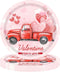 ZHUIGUANGZE Valentine's Day Heart Disposable Paper Plates, 9 Inch Round Truck Love Print
