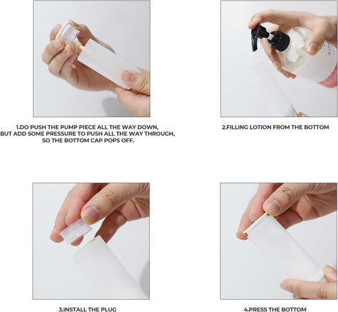 LONGWAY 1.7oz 50ml Airless Cosmetic Cream Pump Bottle, Travel Size Dispenser for Shampoo, Pack of 6, Frosted