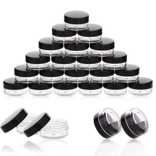 ZEJIA 3 Gram Sample Containers with Lids, 50 Count Tiny Jars for Lip Balms, Lotion, Black Lids