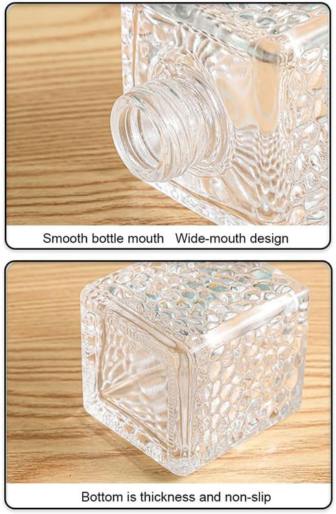 TUPANDY 2PCS 50ml/1.7oz Set Glass Diffuser Bottles with Cap, Small Square-Shaped Essential Oil Container, DIY