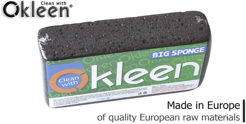 Big Sponge. Made in Europe. 6 Pack, Black. 8.9x4.3x2.4 Inch Extra Large Odorless Commercial Sponge for All Purpose Cleaning by Okleen