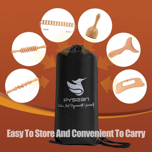 PYSEAN 6 1 Set in Wood Therapy Massage Tool for Body Sculpting Massage, Lymphatic Drainage and Muscle Pain Relief
