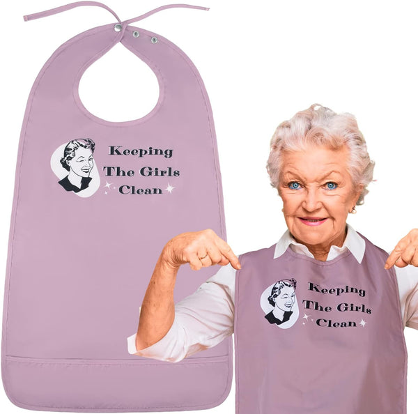 Funny Adult Bibs for Women & Men Washable Reusable Clothing Protectors for