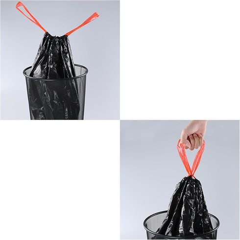 5 Gallon Drawstring Trash Bags, Flat Bottom Garbage Bag, Black, 110 Counts/3 Rolls