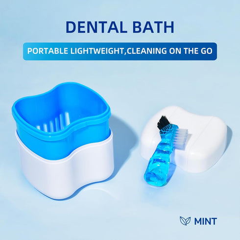 Retainer & Denture Cleaner Kit, Mouth Night Guard Whitening Case, 120 Cleanser Tablets, Guard Bath Cup