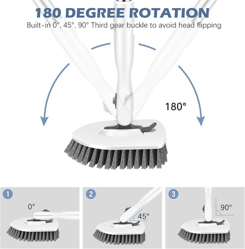 SetSail 4-in-1 52-inch 3 Tile Tub Floor Scrubber with Long Adjustable Handle Shower Cleaner Brush with V-Shaped Grout