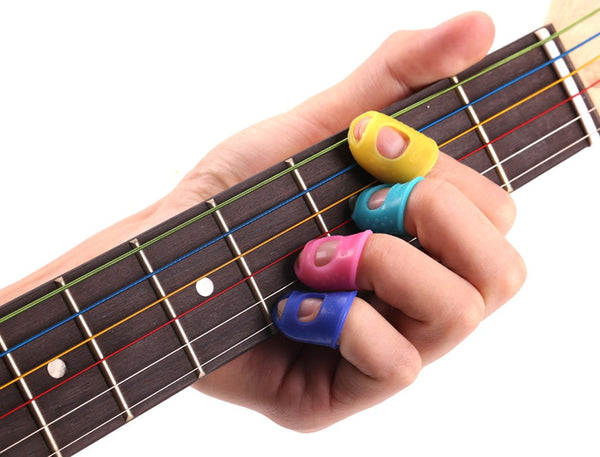 15Pcs Guitar Fingertip Protectors, Silicone Finger Guards in Random Color (S/M/L, 5 Pcs Each Size)