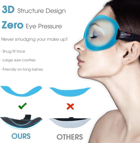 PrettyCare 3D Sleep Mask 2 Pack, Eye Mask for Side Sleeper, Blackout Blindfold with Ear Plugs, Night Masks