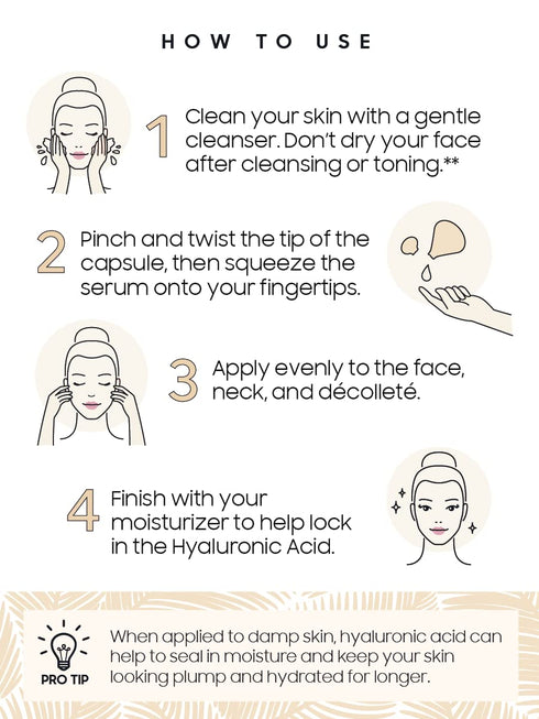 Hyaluronic Acid Serum for Face, Anti Aging Serum for Fine Lines & Wrinkles, 30 Capsules