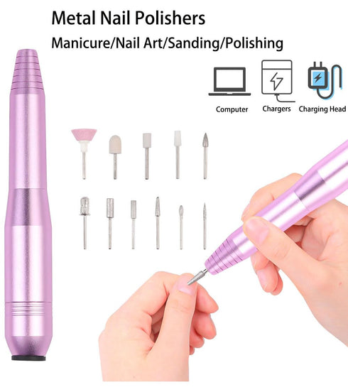Professional Portable Electric Nail Drill, Compact Nail File Kit for Acrylic and Gel Nails