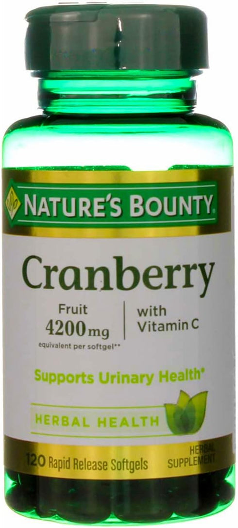 Nature's Bounty Cranberry Fruit 4200 mg with Vitamin C - Softgels, 120 ea (Pack of 4)