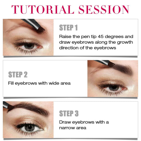Eyebrow Pencil Dark Brown, Waterproof Microblade Pen, Smudge Proof Long Lasting Brow Marker