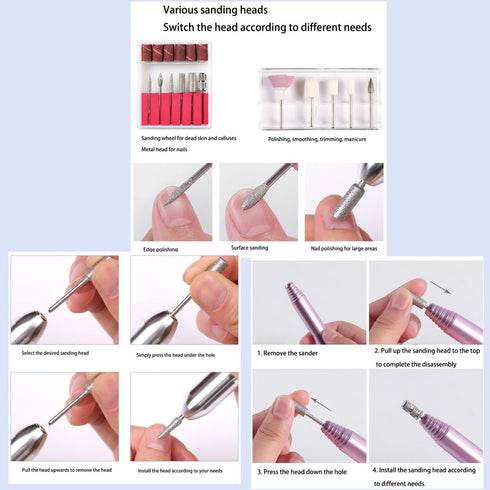 Professional Portable Electric Nail Drill, Compact Nail File Kit for Acrylic and Gel Nails