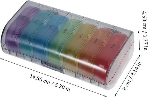 KALLORY Portable Weekly Medicine Organizer Tight Seal Travel-Friendly Pill Case for Vitamins and Medication Compact