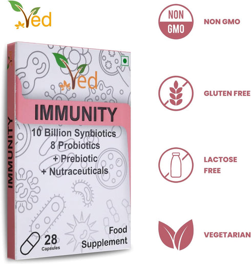Ved Immunity Complex Probiotics and Prebiotics - 10 Billion CFU, 20 Live Bacterial Cultures, 28 Probiotic Complex
