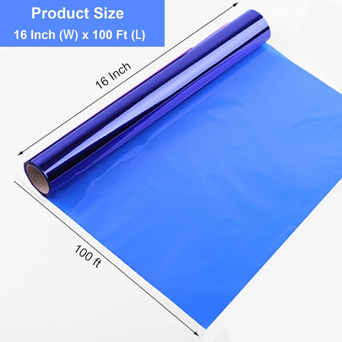 Blue Cellophane Wrap Roll, Translucent Blue Wrapping Paper, 16 Inch x 100 Ft for Gift Baskets