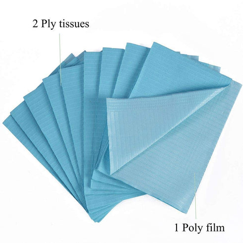 New Life Tattoo Disposable Bibs Sheets Cloths, 125pcs 13 X 18 inches Waterproof Tattoo Table Covers (Blue)