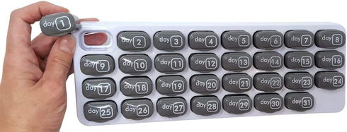 Monthly Med Organizer with 31 Daily Removable Pill Pods, Numbered Pillboxes for Home, Work, Travel