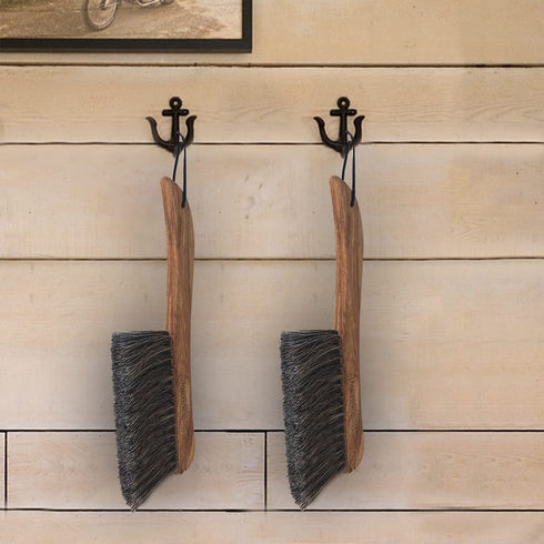 2 Pack Counter Brush for Furniture, Drafting, Patio, Bed, Fireplace, Wooden Handle, Horsehair Bristles Duster