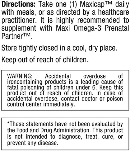 Maxi Health Prenatal Caps Multivitamins with Biotin and Iron, One a Day, 60 Count