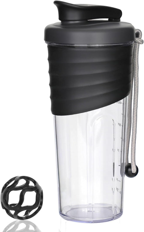 Shaker Bottle for Protein Mixes, 24 oz Protein Shaker with Whisk Ball, Portable Pre Workout Drink Shaker Cup