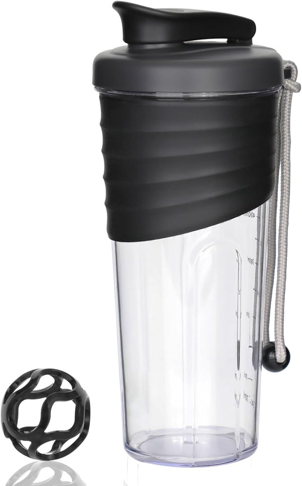 Shaker Bottle for Protein Mixes, 24 oz Protein Shaker with Whisk Ball, Portable Pre Workout Drink Shaker Cup