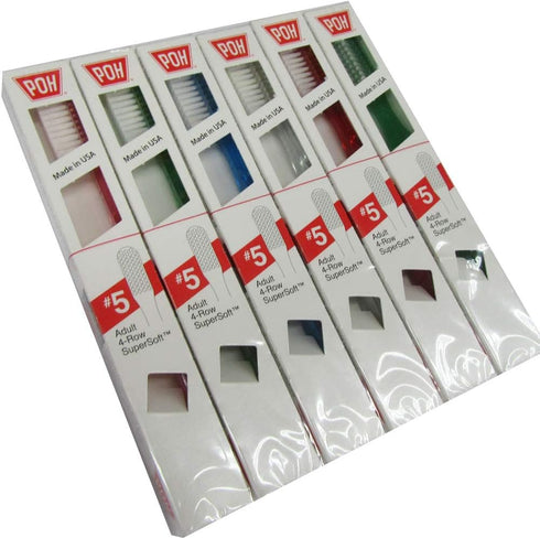 POH 4-Row #5 6 Pack Adult Supersoft Toothbrush colors may vary