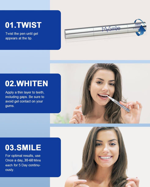 MySmile Non-Sensitive Teeth Whitening Pen, Mint Gel, 8ML for 30+ Treatments, Fast Stain Removal for Bright Smile