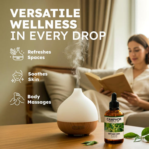 Set Set 2X 4 Oz Camphor Essential Oil for Diffuse & Jasmine Essential Oil for Diffuser - Aromatherapy Grade Essential
