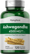 Piping Rock Ashwagandha Capsules 4500mg | 120 Count | Concentrated Root Extract with Black Pepper | Non-GMO, Gluten Free
