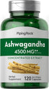 Piping Rock Ashwagandha Capsules 4500mg | 120 Count | Concentrated Root Extract with Black Pepper | Non-GMO, Gluten Free