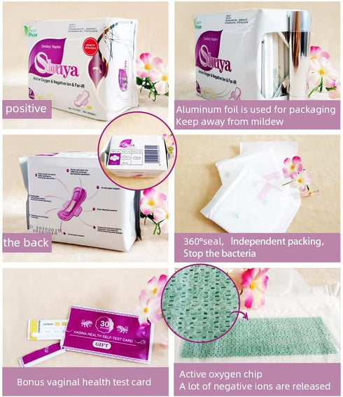 SHUYA Packaging Scented-68Count (Pack 5) Patented Anion Regular&Overnight Pads and Panty Liners Combination Suit