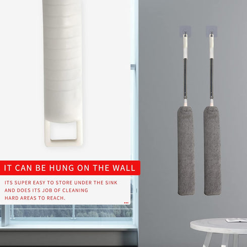 Retractable Gap Dust Cleaner, Microfiber Hand Duster with 2 Washable Dusting Cloths for Under Appliances