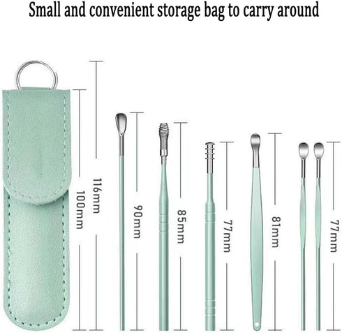 12 Pcs Ear Pick Earwax Removal Kit - Stainless Steel Earwax Removal Tool with Leather Storage Box