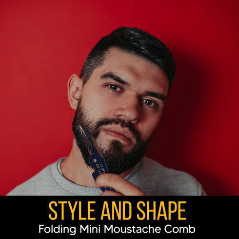 Moustache Wax Kit with 3" Folding Comb by BEST, Essential Grooming Set for Moustache Styling and Maintenance
