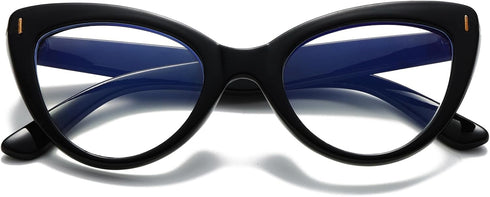 Viseng Womens Oversized Cateye Reading Glasses, Stylish Blue Light Computer Glasses (Black +3.0)