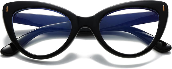 Viseng Womens Oversized Cateye Reading Glasses, Blue Light Computer Glasses Stylish Reader (black +1.5)