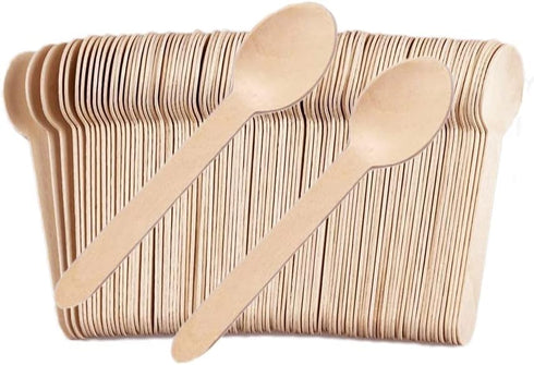 200 Pack Wooden Disposable Spoons, 6.3 Inch Biodegradable Cutlery for Parties, Dinners, Catering Services