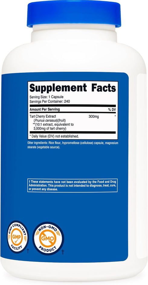 Nutricost Tart Cherry Extract - 3000mg, 240 Vegetarian Capsules, Gluten Free, Non-GMO