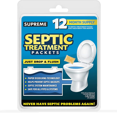 Septic Tank Treatment Packets - 12 Month Supply of Dissolvable Packets for Monthly Use