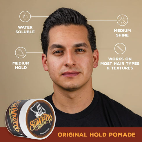 Suavecito Pomade Original Hold 5 oz, Medium Shine Water Based Hair Gel for Men - Easy to Wash Out