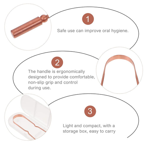 FOMIYES 1Pc Pure Copper Tongue Scraper, Fake Braces Oral Cleaner, Double Sided Stainless Steel Tongue Cleaner