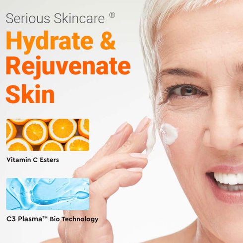 Serious Skincare Hydrating C3 Plasma Vitamin C Facial Cleanser, Gentle Face Wash with Hydrolyzed Collagen, 4 oz.