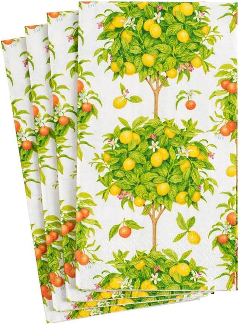 Caspari Citrus Topiaries Paper Guest Towel Napkins in White - Two Packs