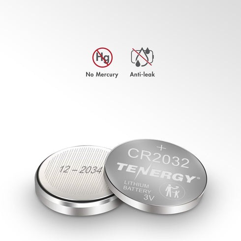Tenergy 3V CR2032 Batteries, Lithium Button Coin Cell 2032, Compatible with AirTags, 100 Pack